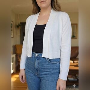 Calvin Klein White Cropped Cardigan - Women's Size Large